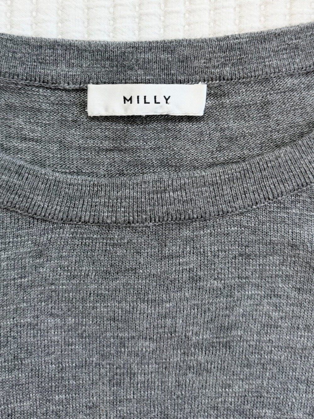 Milly Ostrich Plume Gray Scoop Neck Sweater - Picture 5 of 9